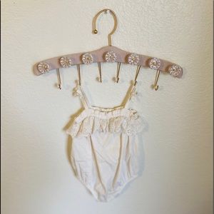 Embroidered Ruffle Bubble One-Piece for Baby